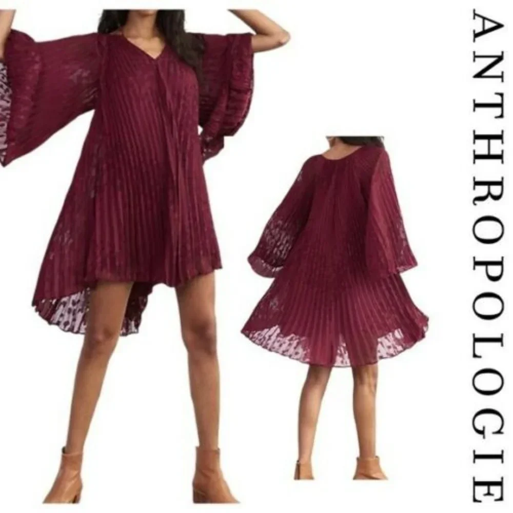 ANTHROPOLOGIE TOULON PLEATED MINI DRESS.  SZ S